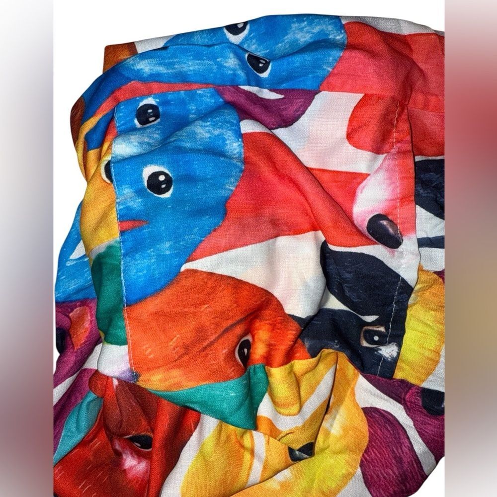 5X Colorful Dog Print Pants Stretch Waist Pockets Novelty Cute Fun Farmhouse - Picture 5 of 5